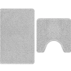 vidaXL Ensemble de tapis de bain antidérapants 2 pcs Gris PP