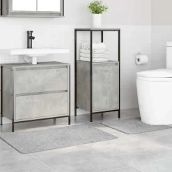 vidaXL Ensemble de tapis de bain antidérapants 2 pcs Gris PP