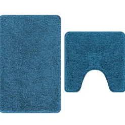 vidaXL Ensemble de tapis de bain antidérapants 2 pcs Bleu PP