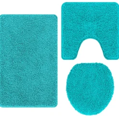 vidaXL Ensemble de tapis de bain antidérapants 3 pcs Turquoise PP