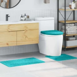 vidaXL Ensemble de tapis de bain antidérapants 3 pcs Turquoise PP