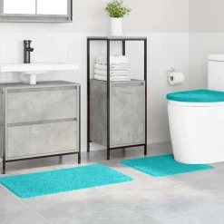 vidaXL Ensemble de tapis de bain antidérapants 3 pcs Turquoise PP