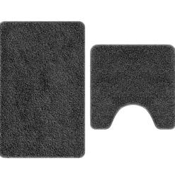 vidaXL Ensemble de tapis de bain antidérapants 2 pcs Gris foncé PP