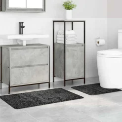 vidaXL Ensemble de tapis de bain antidérapants 2 pcs Gris foncé PP
