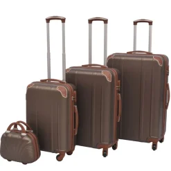 vidaXL Ensemble de valises à roulettes quatre pièces couleur café