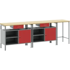 vidaXL Ensemble d'établi 3 pcs Noir et gris Acier enduit de poudre