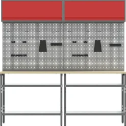 vidaXL Ensemble d'établi 8 pcs Rouge et Gris Acier enduit de poudre