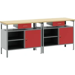 vidaXL Ensemble d'établi 2 pcs Rouge et Gris 200 x 55 x 85 cm