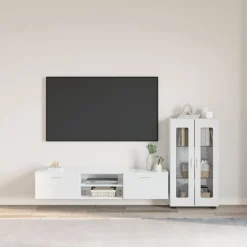 vidaXL Ensemble meuble TV FLORIN Blanc brillant Bois d'ingénierie