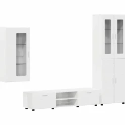vidaXL Ensemble meuble TV FLORIN Blanc brillant Bois d'ingénierie