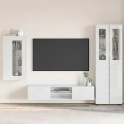 vidaXL Ensemble meuble TV FLORIN Blanc brillant Bois d'ingénierie