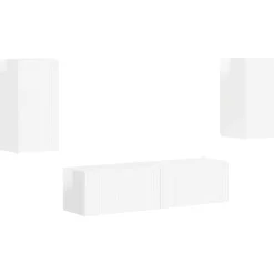 vidaXL Ensemble meuble TV 4 pcs Blanc brillant Bois d'ingénierie