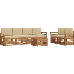 vidaXL Ensembles de canapés avec coussin 7 pcs Naturel et Beige