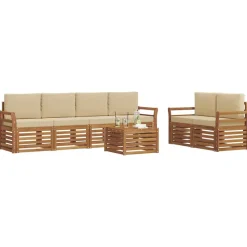 vidaXL Ensembles de canapés avec coussin 7 pcs Naturel et Beige