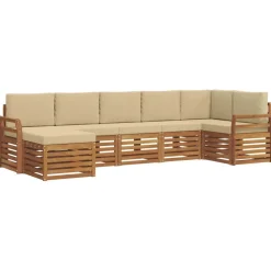 vidaXL Ensembles de canapés avec coussin 7 pcs Naturel et Beige
