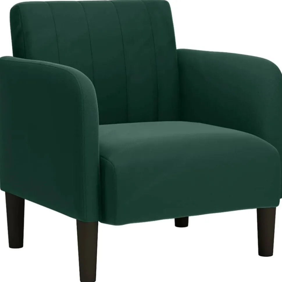 vidaXL Fauteuil avec accoudoirs vert foncé 54 cm velours