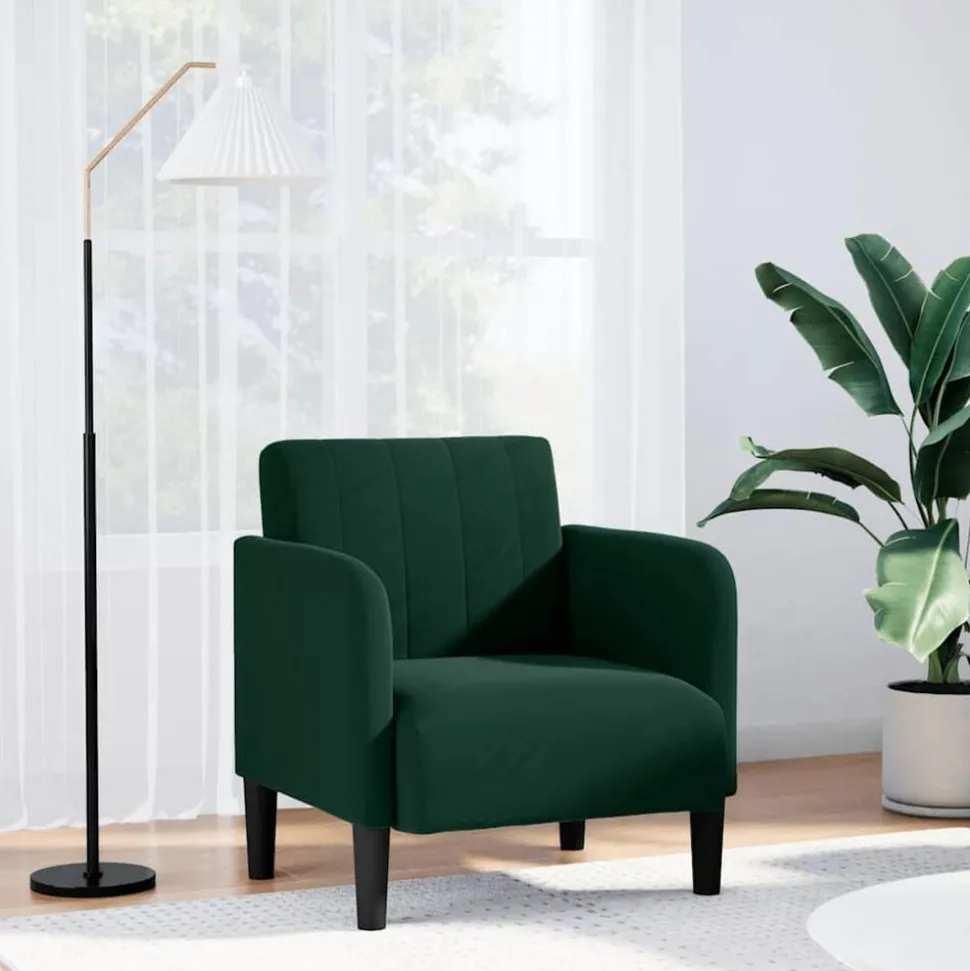 vidaXL Fauteuil avec accoudoirs vert foncé 54 cm velours