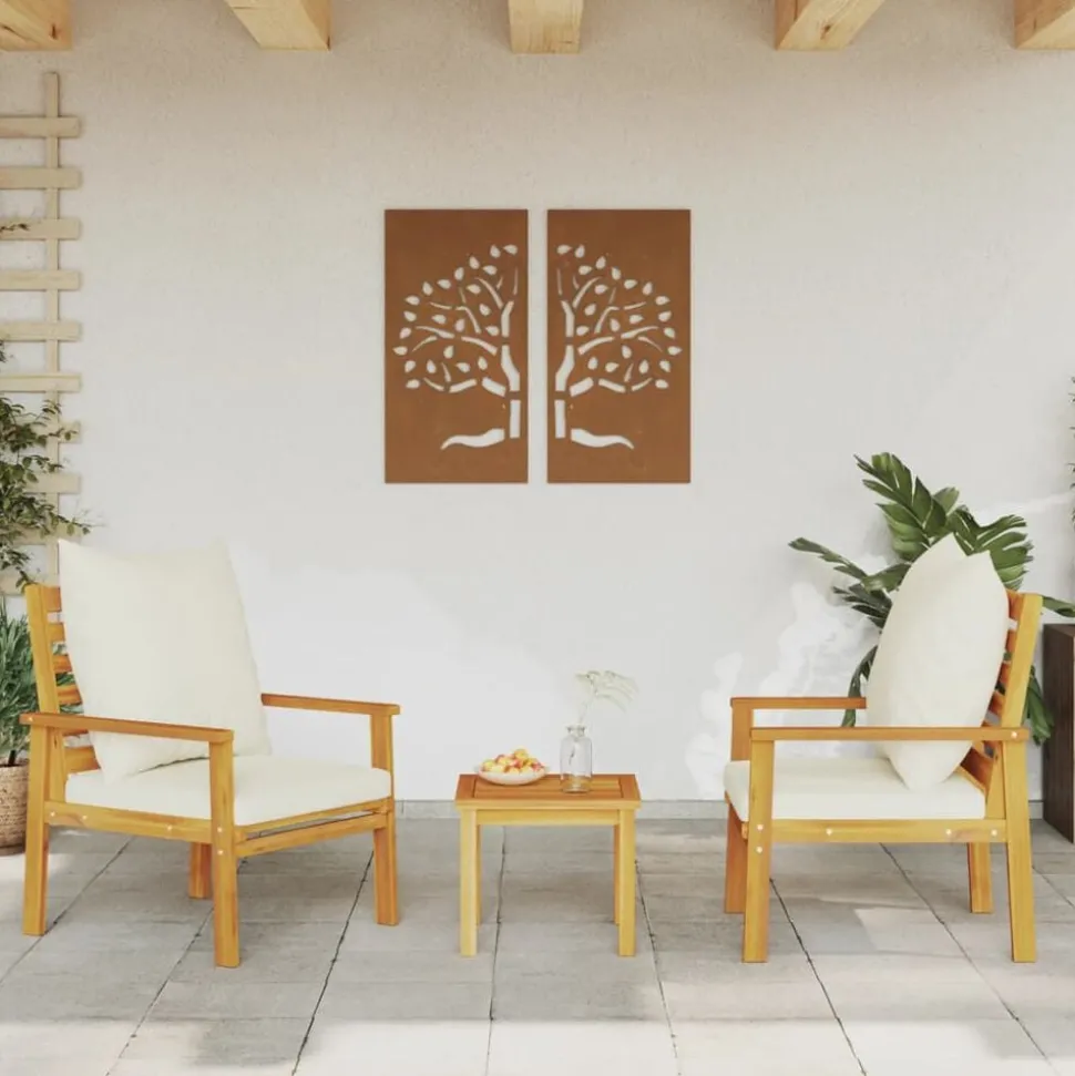 vidaXL Fauteuil de jardin lot de 2 avec coussin bois massif d'acacia