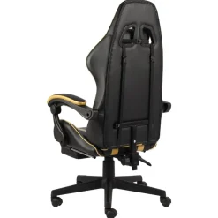vidaXL Fauteuil de jeux vidéo avec repose-pied Noir et doré Similicuir