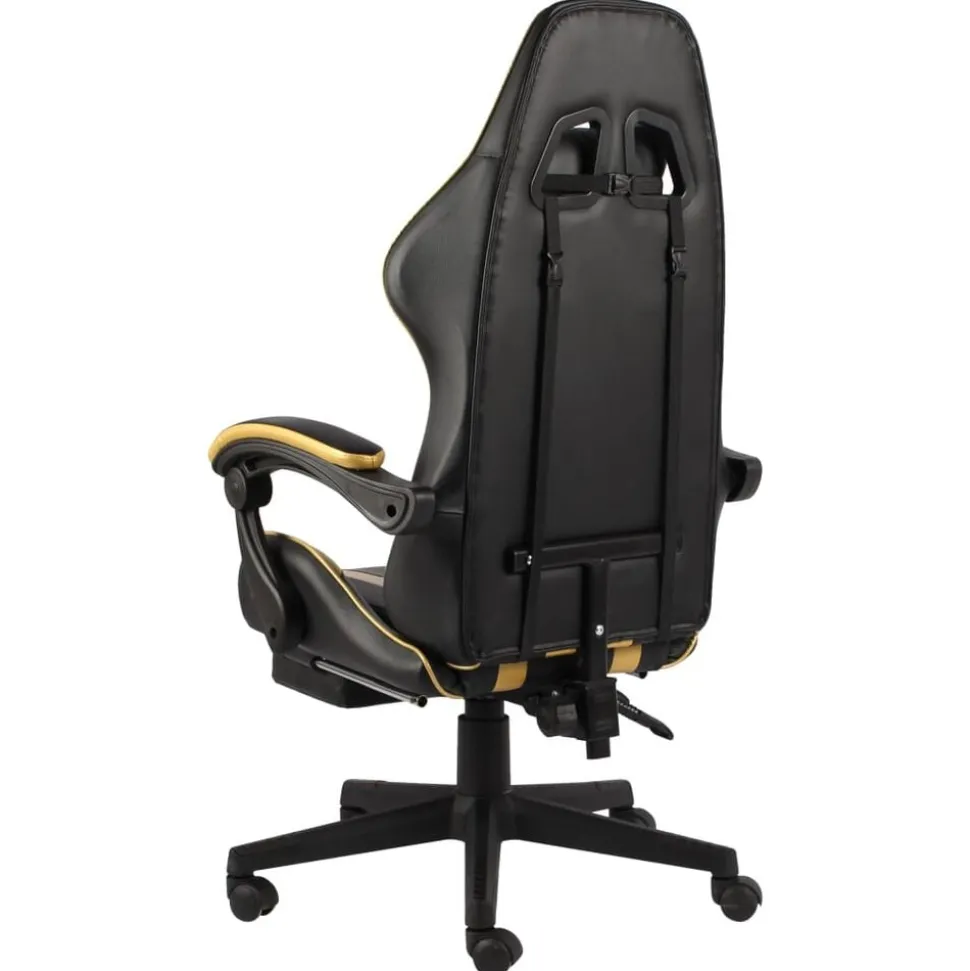vidaXL Fauteuil de jeux vidéo avec repose-pied Noir et doré Similicuir