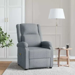 vidaXL Fauteuil de massage Gris clair Tissu