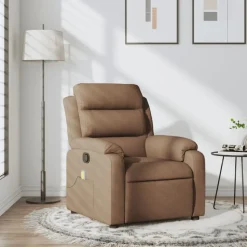 vidaXL Fauteuil de massage inclinable Marron Tissu