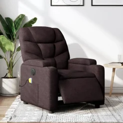 vidaXL Fauteuil de massage inclinable électrique Marron foncé Tissu