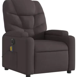 vidaXL Fauteuil de massage inclinable électrique Marron foncé Tissu