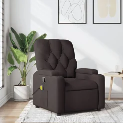 vidaXL Fauteuil de massage inclinable Marron foncé Tissu