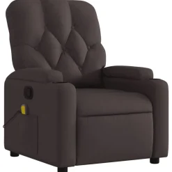 vidaXL Fauteuil de massage inclinable Marron foncé Tissu