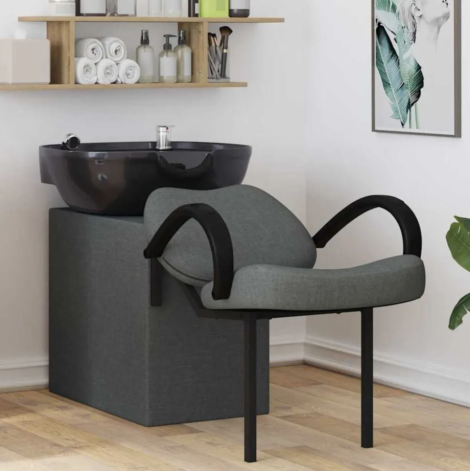 vidaXL Fauteuil de shampooing Gris foncé et noir 136 x 60 x 92 cm