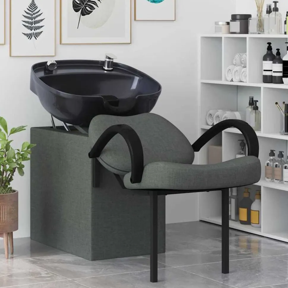 vidaXL Fauteuil de shampooing Gris foncé et noir 136 x 60 x 92 cm