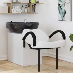 vidaXL Fauteuil de shampooing Blanc et Noir 136 x 60 x 92 cm PVC