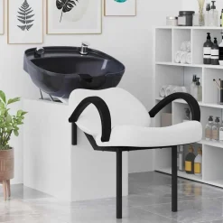 vidaXL Fauteuil de shampooing Blanc et Noir 136 x 60 x 92 cm PVC
