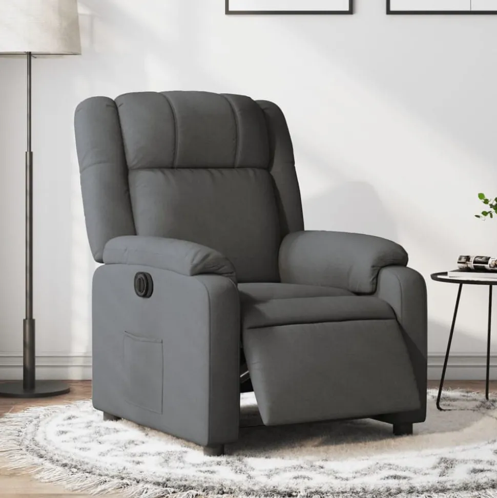 vidaXL Fauteuil inclinable électrique Gris foncé Tissu