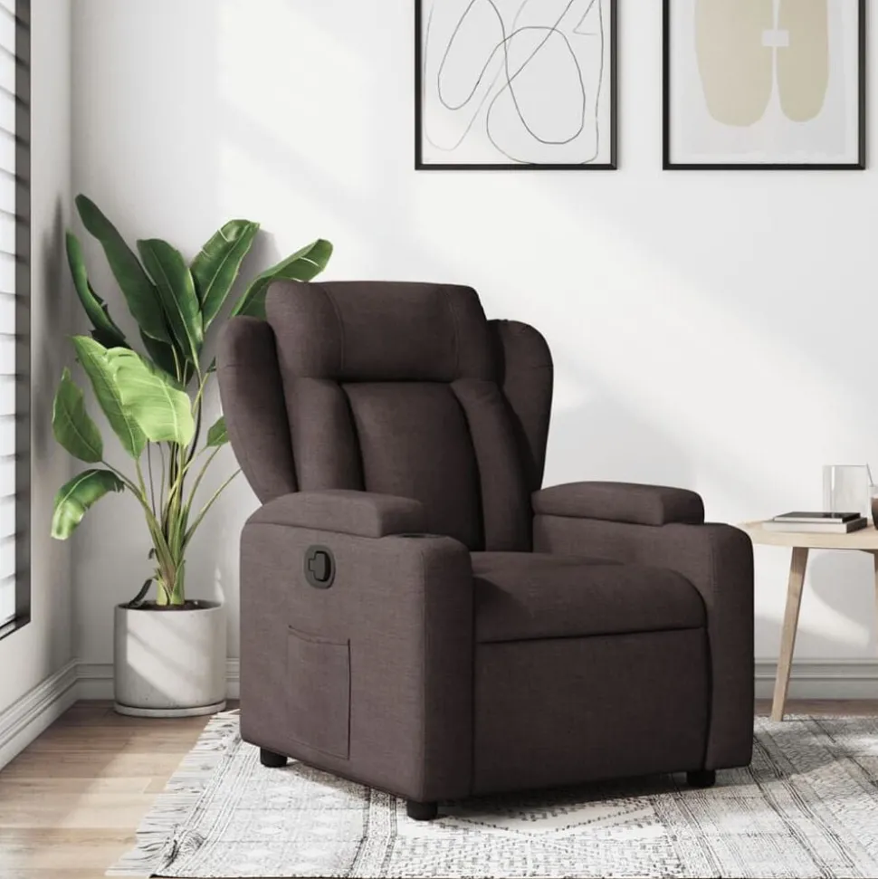 vidaXL Fauteuil inclinable Marron foncé Tissu
