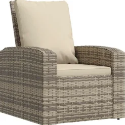 vidaXL Fauteuil inclinable de jardin avec coussins marron clair rotin