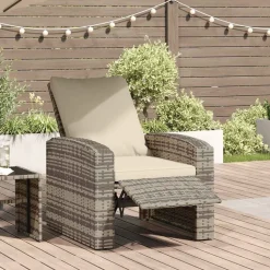 vidaXL Fauteuil inclinable de jardin avec coussins marron clair rotin