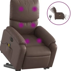 vidaXL Fauteuil inclinable de massage électrique marron similicuir