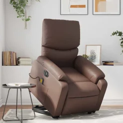 vidaXL Fauteuil inclinable de massage électrique marron similicuir