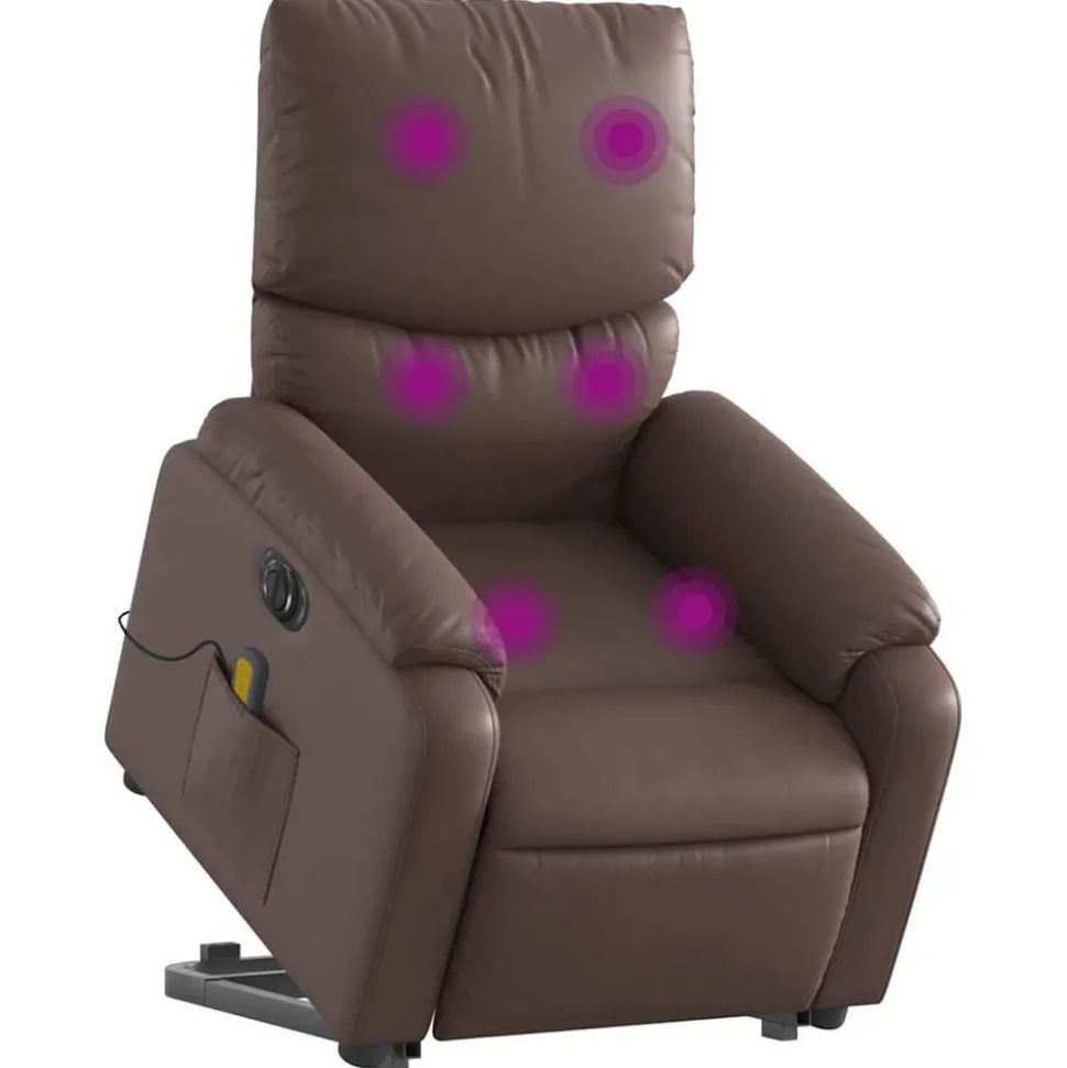 vidaXL Fauteuil inclinable de massage électrique marron similicuir