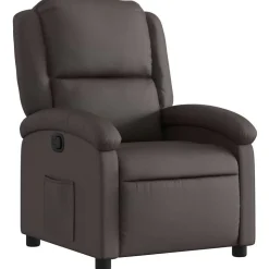 vidaXL Fauteuil inclinable marron foncé cuir véritable