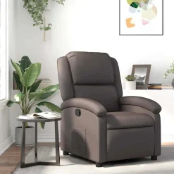 vidaXL Fauteuil inclinable marron foncé cuir véritable