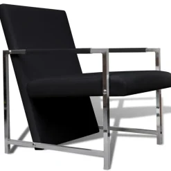vidaXL Fauteuils lot de 2 avec cadre chromé noir similicuir