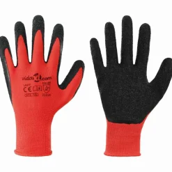 vidaXL Gants de Travail 12 pcs Rouge et Noir 7 / S Revêtement en latex