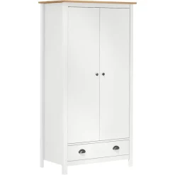 vidaXL Garde-robe à 2 portes Hill Blanc 89x50x170cm Bois de pin solide