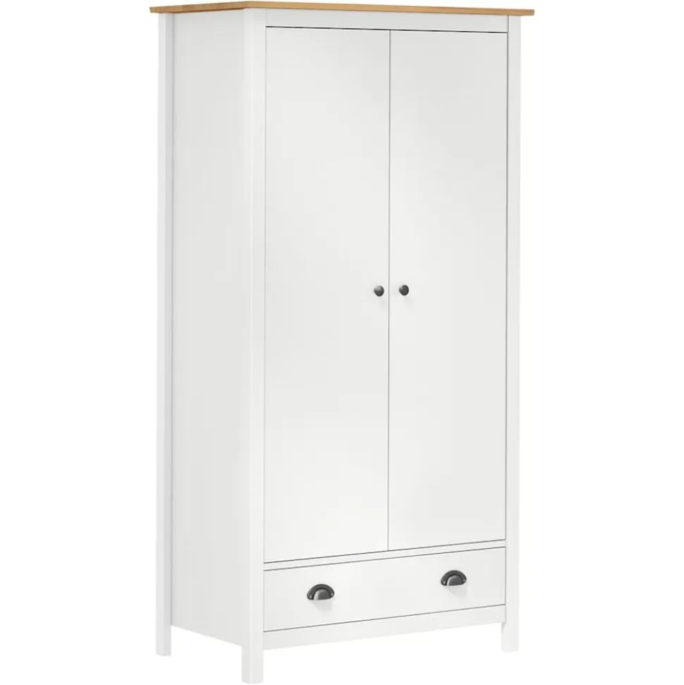 vidaXL Garde-robe à 2 portes Hill Blanc 89x50x170cm Bois de pin solide