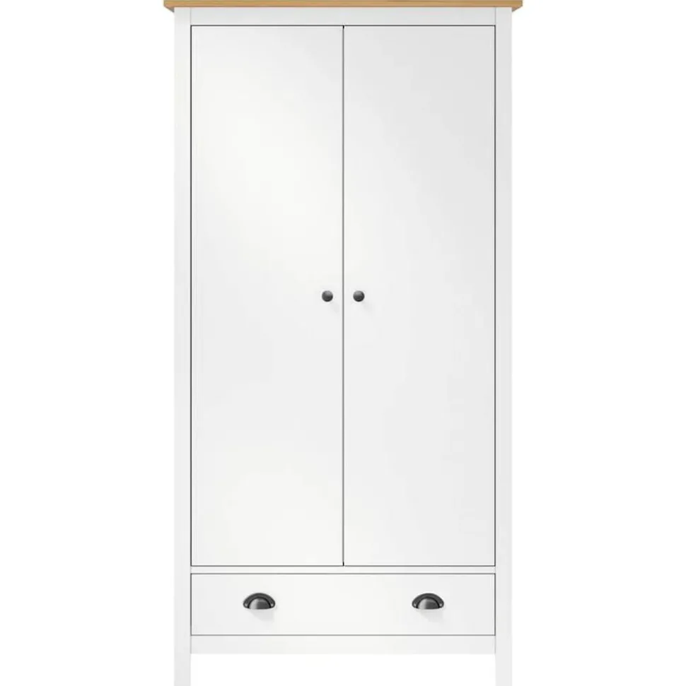 vidaXL Garde-robe à 2 portes Hill Blanc 89x50x170cm Bois de pin solide