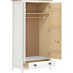 vidaXL Garde-robe à 2 portes Hill Blanc 89x50x170cm Bois de pin solide