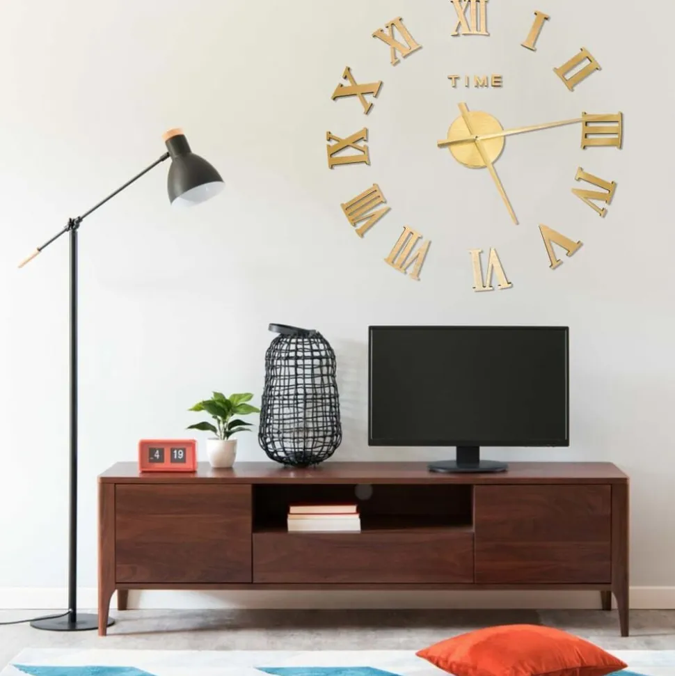 vidaXL Horloge murale 3D Design moderne Doré 100 cm XXL